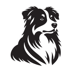 Graceful Herding: Vector Silhouette of Australian Shepherd - Capturing the Elegance and Vigilance of this Beloved Working Dog Breed. Vector Australian Shepherd silhouette.