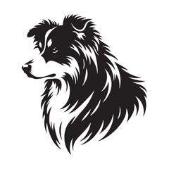 Graceful Herding: Vector Silhouette of Australian Shepherd - Capturing the Elegance and Vigilance of this Beloved Working Dog Breed. Vector Australian Shepherd silhouette.