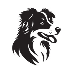 Graceful Herding: Vector Silhouette of Australian Shepherd - Capturing the Elegance and Vigilance of this Beloved Working Dog Breed. Vector Australian Shepherd silhouette.