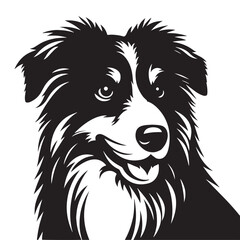 Graceful Herding: Vector Silhouette of Australian Shepherd - Capturing the Elegance and Vigilance of this Beloved Working Dog Breed. Vector Australian Shepherd silhouette.