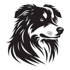 Fototapeta premium Graceful Herding: Vector Silhouette of Australian Shepherd - Capturing the Elegance and Vigilance of this Beloved Working Dog Breed. Vector Australian Shepherd silhouette.