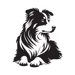 Graceful Herding: Vector Silhouette of Australian Shepherd - Capturing the Elegance and Vigilance of this Beloved Working Dog Breed. Vector Australian Shepherd silhouette.