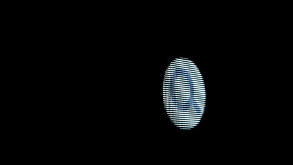 Digital footprint concept on a pixelized LED screen