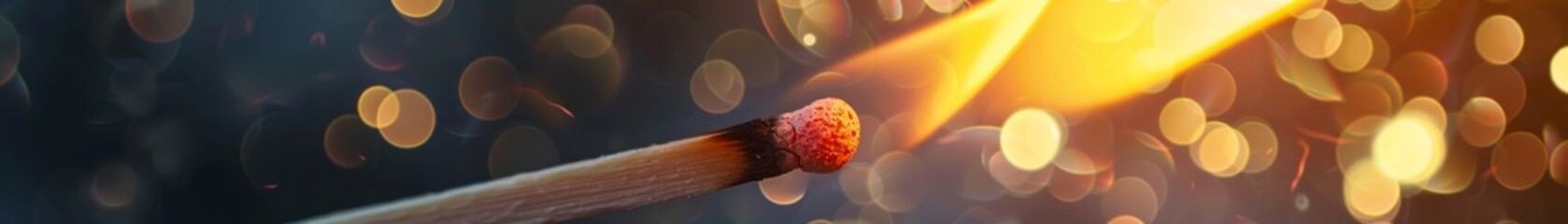 A close up of a lit match flame and wood texture concept of ignition - Powered by Adobe