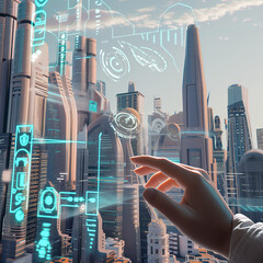 The technological background that symbolizes the smart city