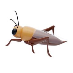 3D Cricket Model Melodic Insect Of The Nigh. 3d illustration, 3d element, 3d rendering. 3d visualization isolated on a transparent background