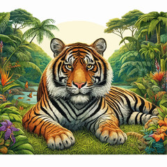 The Sumatran Tiger's piercing gaze speaks volumes of its resilience and adaptability, a testament to the survival instincts of this endangered species 🌟🐅