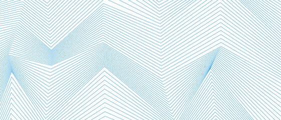 Bright blue minimal refracted lines abstract technology background. Vector banner tech design - obrazy, fototapety, plakaty