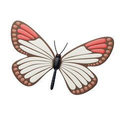 3D Red Tip Butterfly Model Graceful Fluttering Beauty. 3d illustration, 3d element, 3d rendering. 3d visualization isolated on a transparent background