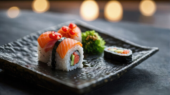sushi on a plate Ai Generative 