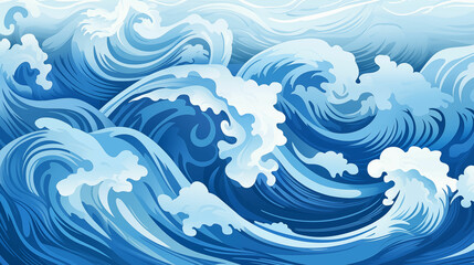 Majestic Blue Wave Crashing in the Ocean. Generative AI