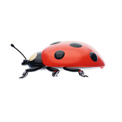 Fototapeta premium 3D Ladybug Model Delightful Harbinger Of Luck And Joy. 3d illustration, 3d element, 3d rendering. 3d visualization isolated on a transparent background