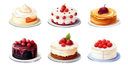 Homemade Gourmet Cakes Display on transparent background– Sugary Delights with Creamy Icing for Festive Celebrations and Culinary Art Enthusiasts