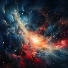 Abstract space background with nebula and stars.  3d  rendering.