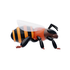 3D Bee Model Nature's Industrious Pollinator. 3d illustration, 3d element, 3d rendering. 3d visualization isolated on a transparent background