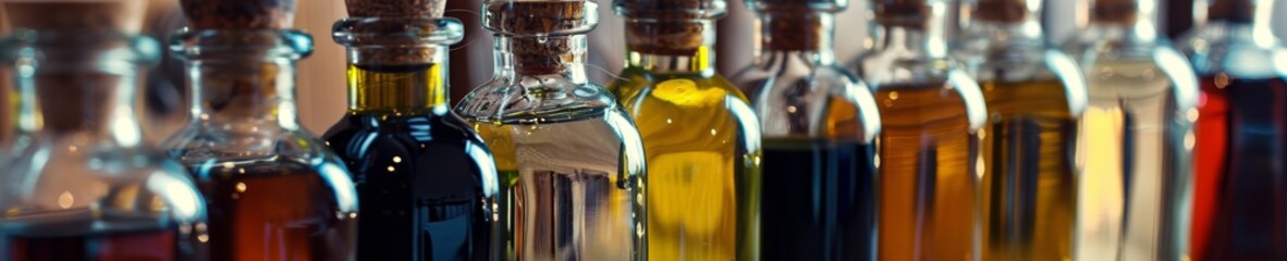 Gourmet olive oils and balsamic vinegars dressing essentials taste enhancers - obrazy, fototapety, plakaty