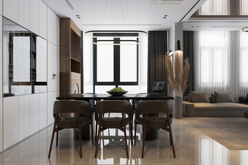 Interior design inspiration of Modern dark and sleek home dining room
