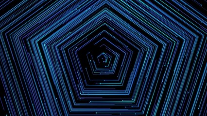 Symmetrical electric blue tunnel in a black background
