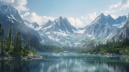 Nature Landscapes: The majestic mountains, serene beaches, dense forests, tranquil lakes, and cascading waterfalls offer breathtaking views of nature's beauty. - obrazy, fototapety, plakaty
