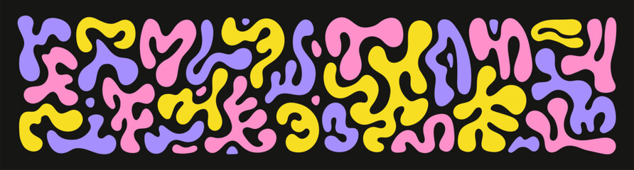 Naklejka na ściany i meble Abstract set liquid organic shapes. Colorful wavy bubbles and drops in trendy y2k style. Vector illustration