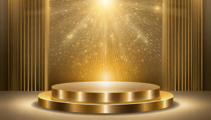 Radiant Opulence: Luxury Gold Podium Pedestal on Elegant Backdrops