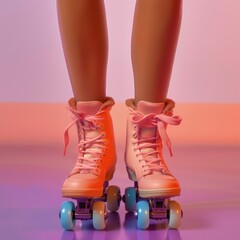 Woman's feet shod in roller skates