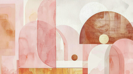 Abstract watercolor background with geometric shapes
