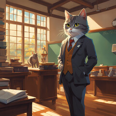 Professor cat in office