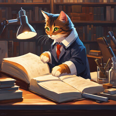Professor cat in office