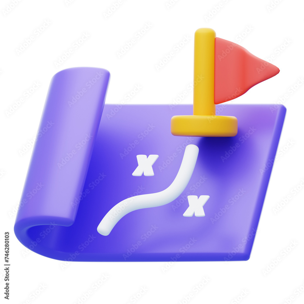 Aufkleber 3d strategy visualization navigating paths to succes. 3d illustration, 3d element, 3d rendering. 3d 