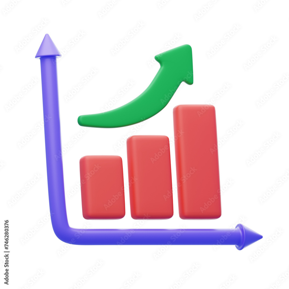 Aufkleber 3d analytics chart visualizing data with strategic precision. 3d illustration, 3d element, 3d render