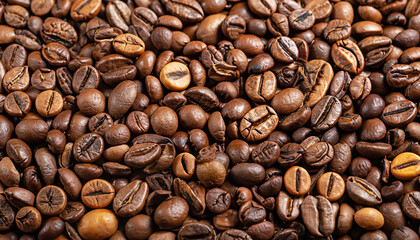 Obraz premium Background from a variety of roasted coffee beans. The texture of coffee beans.