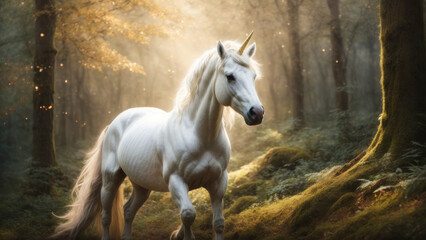 Obraz na płótnie Canvas Beautiful unicorn in an enchanted forest