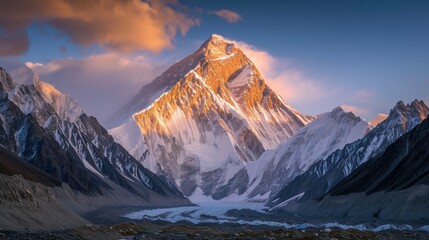 Majestic K2, the second-highest peak in the world, standing proud in the Karakoram Range. 