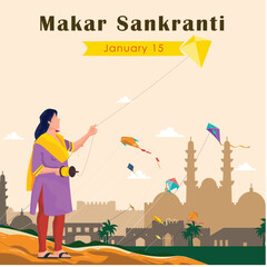 Happy Makar Sankranti Festival with kites