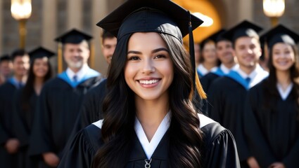 Potrait of Young woman in graduation