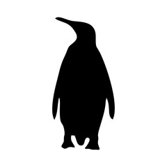 Naklejka premium black penguin silhouette walking and skating