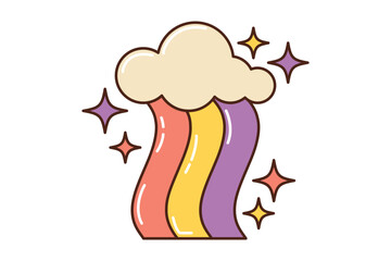 Cloud Retro Flat Sticker Design