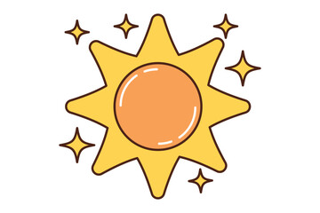 Sun Retro Flat Sticker Design