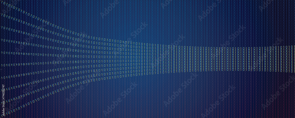 Wall mural abstract gradient technology background with binary code lines