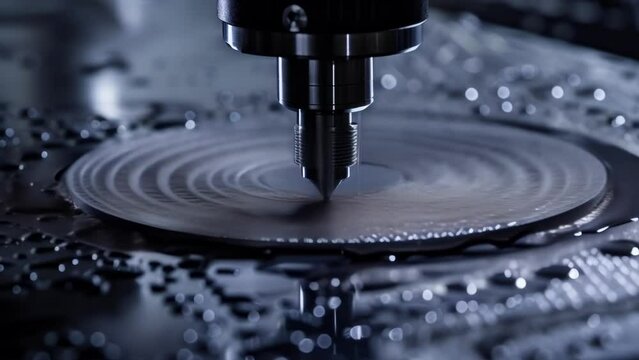 A closeup of a CNC machine ting intricate designs into a piece of raw material emphasizing the level of customization and precision achievable with computercontrolled manufacturing