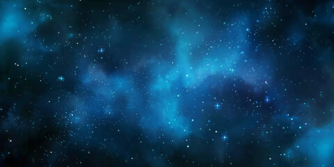 Fototapeta premium blue watercolor space background with stars, milky way, nebula, galaxy, cosmos milky way, blue background banner, night sky background