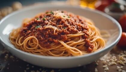 view of spaghetti bolognese background image