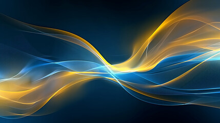 abstract blue and yellow background with dynamic lines, smooth 3d light curves, technology and energy wallpaper