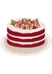 Red Velvet Cake with Strawberries