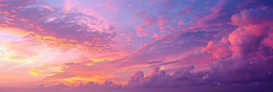 a cloudy sky with a pink and purple sky, pink sunset background,sunrise