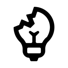 Broken Led Lamp Lightbulb Line Icon
