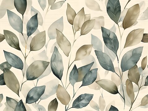 Eucalyptus Leaves in Watercolor Style Seamless Pattern