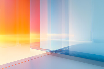 blue and orange abstract glass with gradient colors 3d rendering