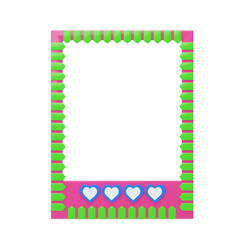 3D Polaroid With Fence Shaped Details Model. 3d illustration, 3d element, 3d rendering. 3d visualization isolated on a transparent background